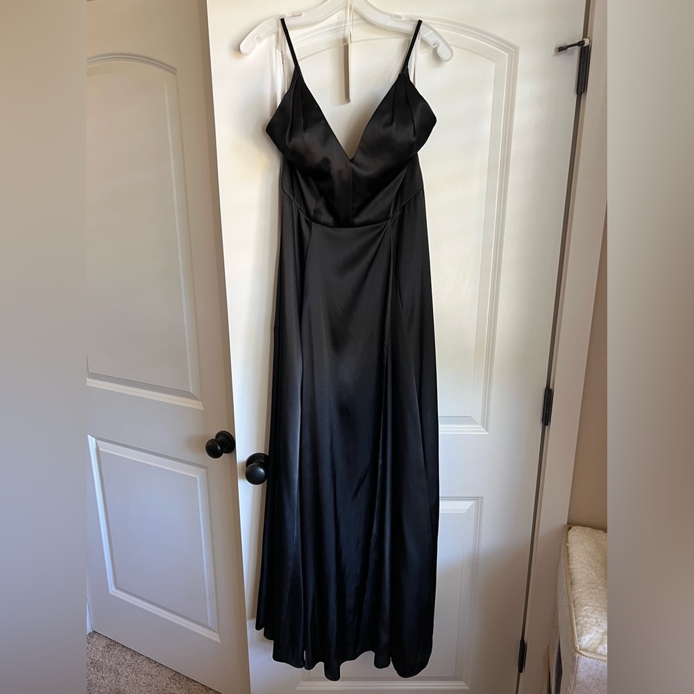 Galina Signature Charmeuse Deep V-Neck A-Line Dress